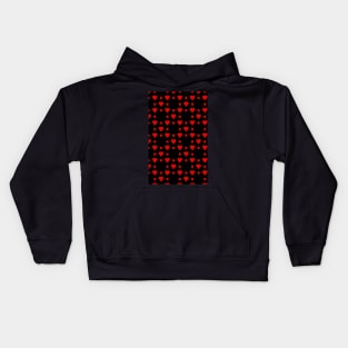 Red hearts and dots pattern Kids Hoodie